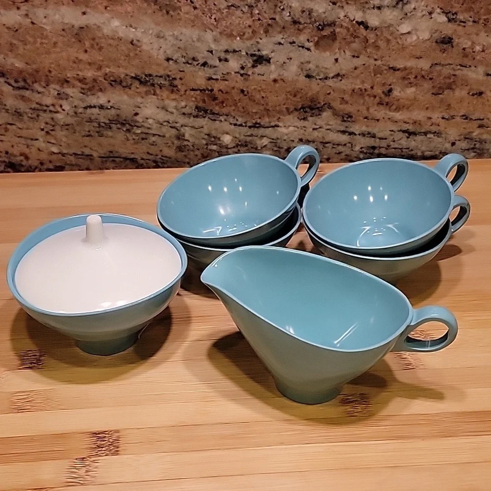 Vintage Boontonware Melamine Melmac Turquoise set - Picture 3 of 5